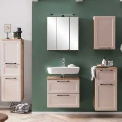 Wohnen Bad Oberschrank in Hellgrau und Wildeiche - Trioto