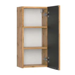 Wohnen Bad Oberschrank in Wildeiche mit Schwarz - Crystoga