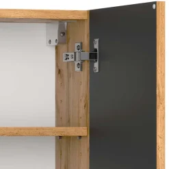 Wohnen Bad Oberschrank in Wildeiche mit Schwarz - Crystoga