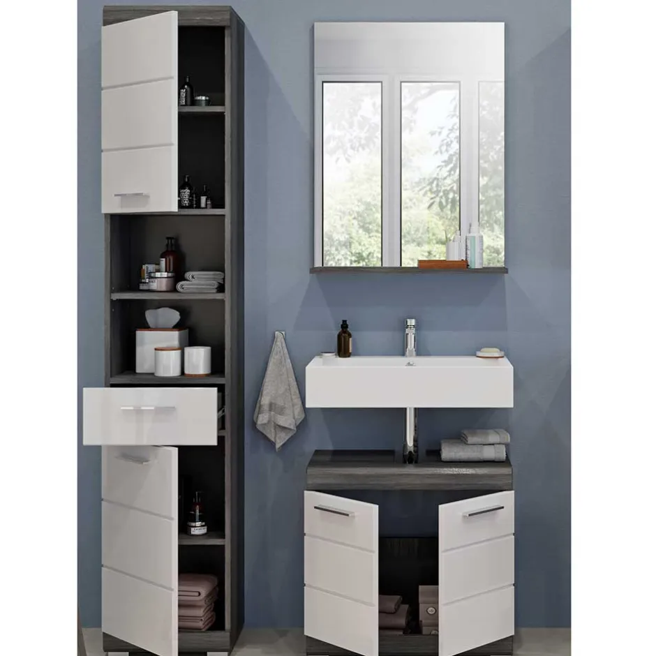 Wohnen Bad Spiegel & Beckenschrank & Hochschrank - Nancys (dreiteilig)