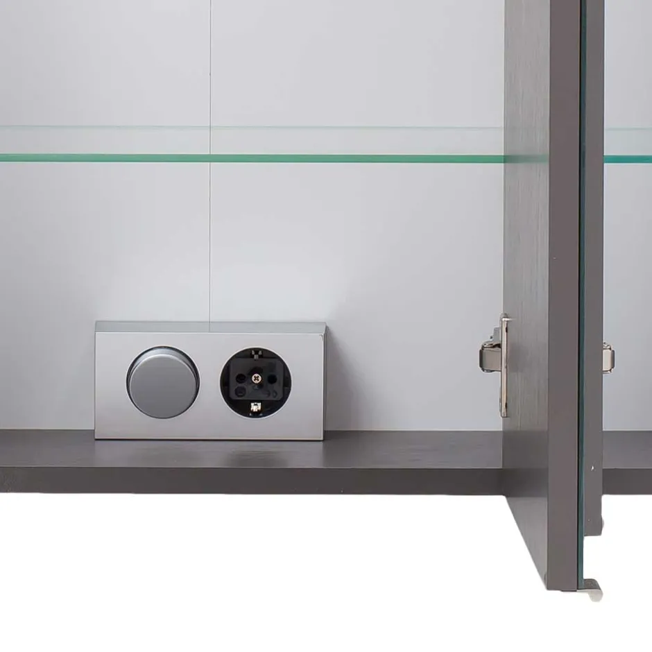 Wohnen Bad Spiegelschrank 3D in Eiche Grau Holzoptik - Svegaria