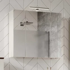 Wohnen Bad Spiegelschrank mit Aufsatzleuchte in Hellgrau - Dolida