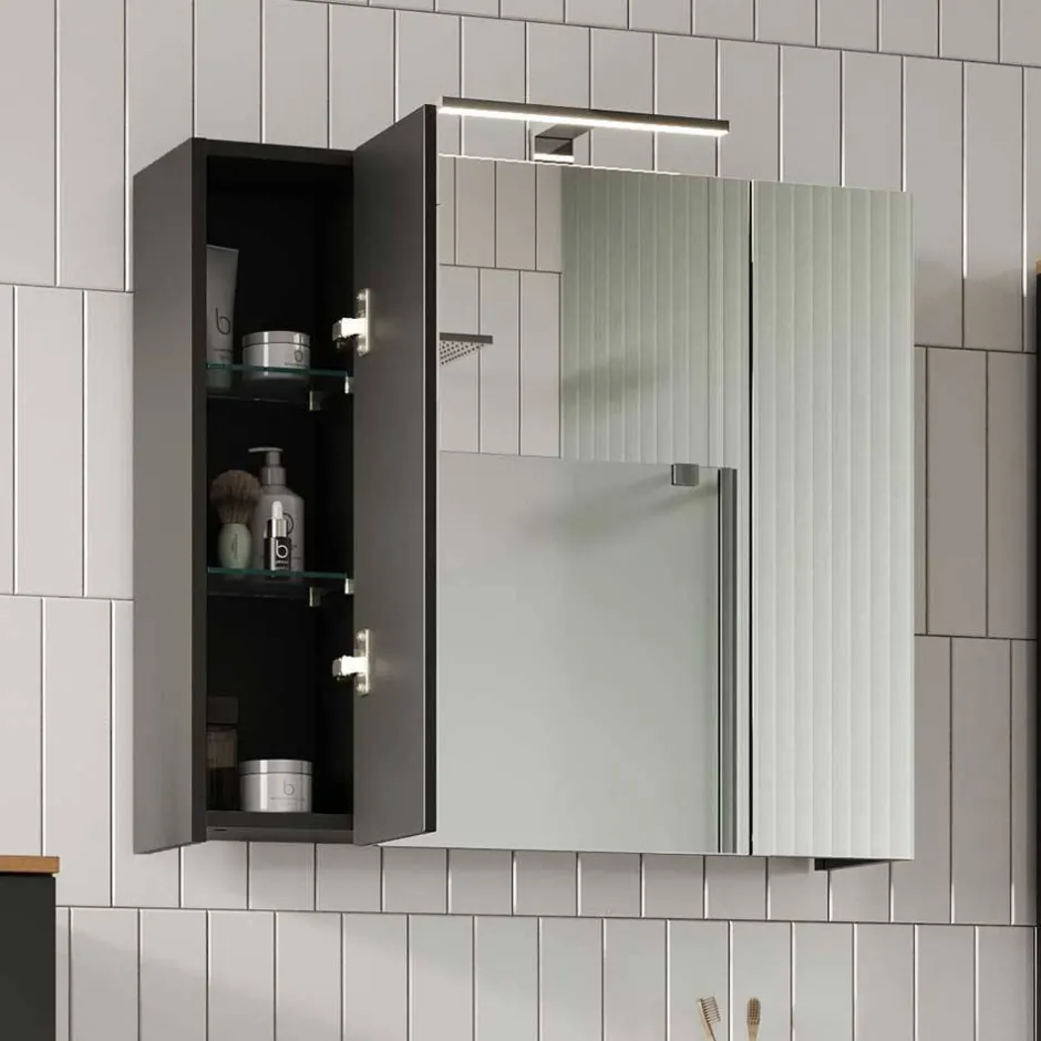 Bad Spiegelschrank mit LED 3-türig - Dolida^Wohnen Online