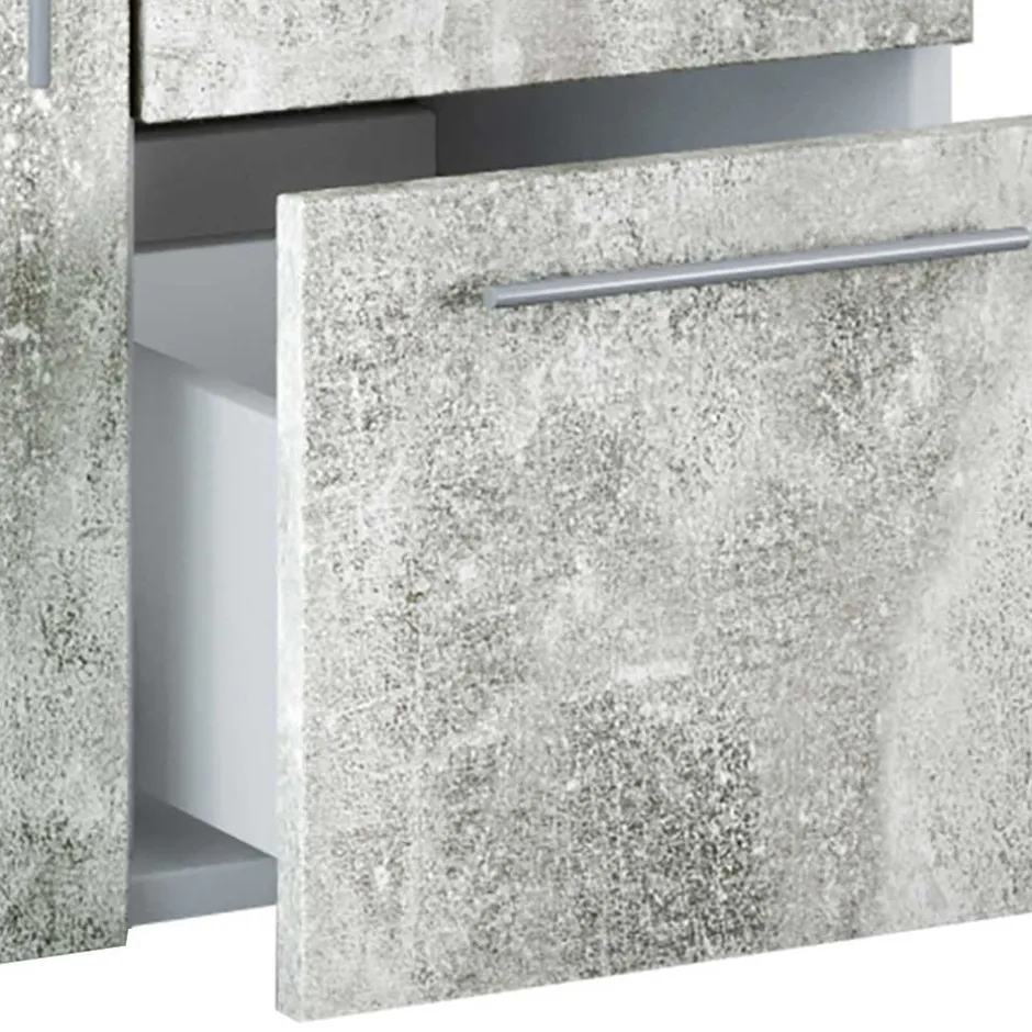 Wohnen Bad Unterbeckenschrank in Betonoptik & Weiß - Cinesio