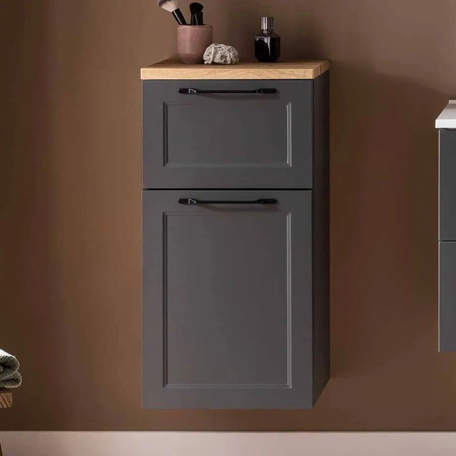 Wohnen Bad Unterschrank in Dunkelgrau und Wildeiche - Novelya