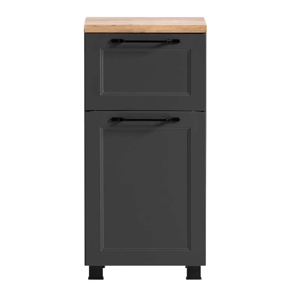 Wohnen Bad Unterschrank in Dunkelgrau und Wildeiche - Novelya