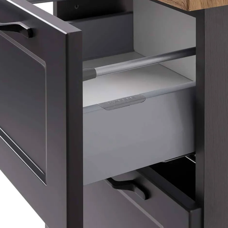 Wohnen Bad Unterschrank in Dunkelgrau und Wildeiche - Novelya