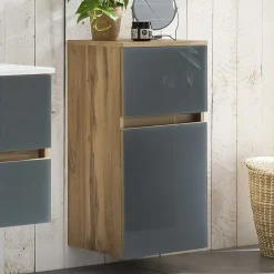 Wohnen Bad Unterschrank in Grau Glas & Wildeiche - Anviletca