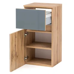 Wohnen Bad Unterschrank in Grau Glas & Wildeiche - Anviletca