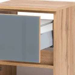 Wohnen Bad Unterschrank in Grau Glas & Wildeiche - Anviletca