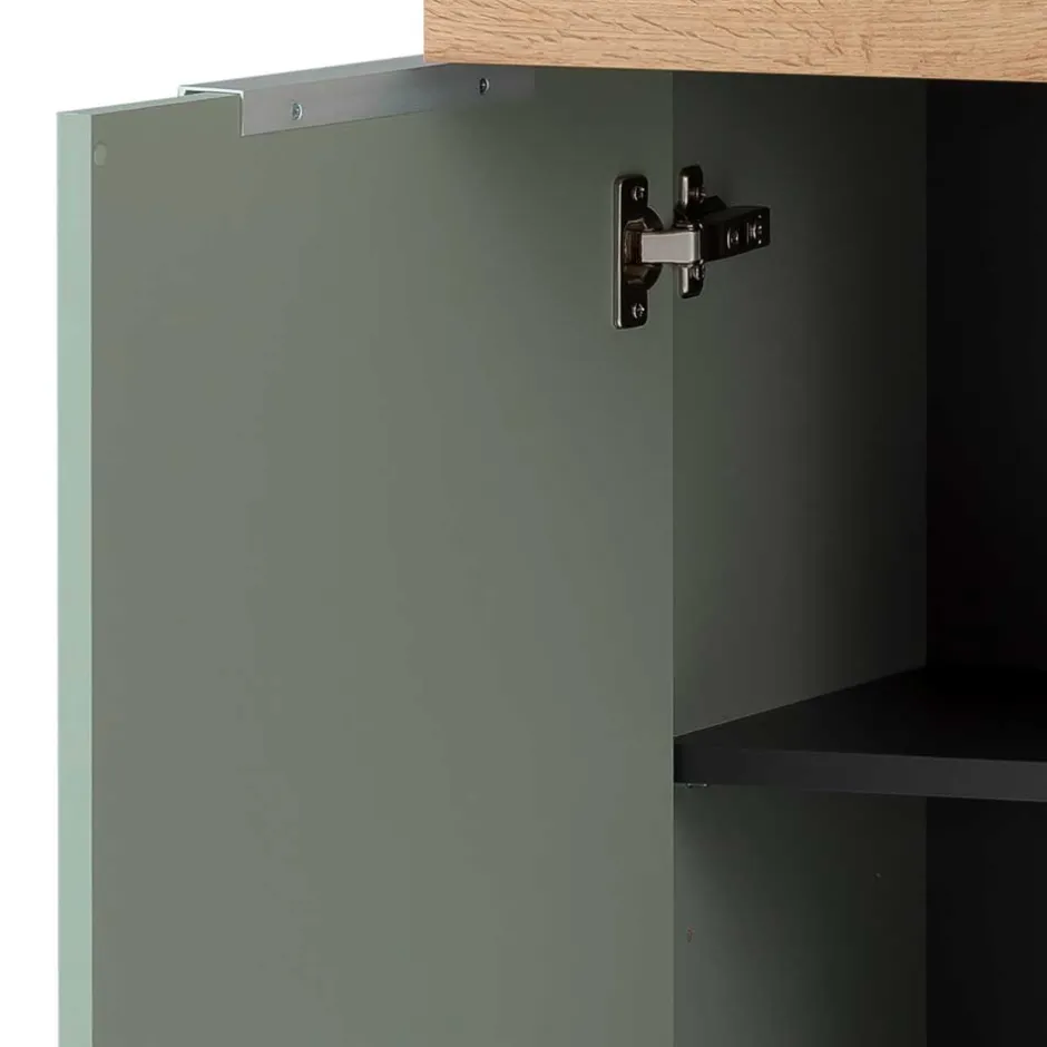 Wohnen Bad Unterschrank in Graugrün mit Eiche - Liz