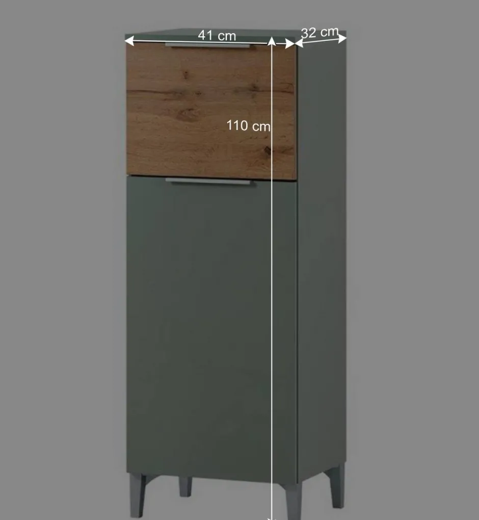 Wohnen Bad Unterschrank in Graugrün mit Eiche - Liz