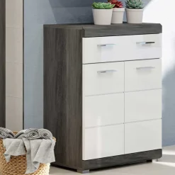 Wohnen Bad Vertiko in Weiß Hochglanz & Grau - Nancys