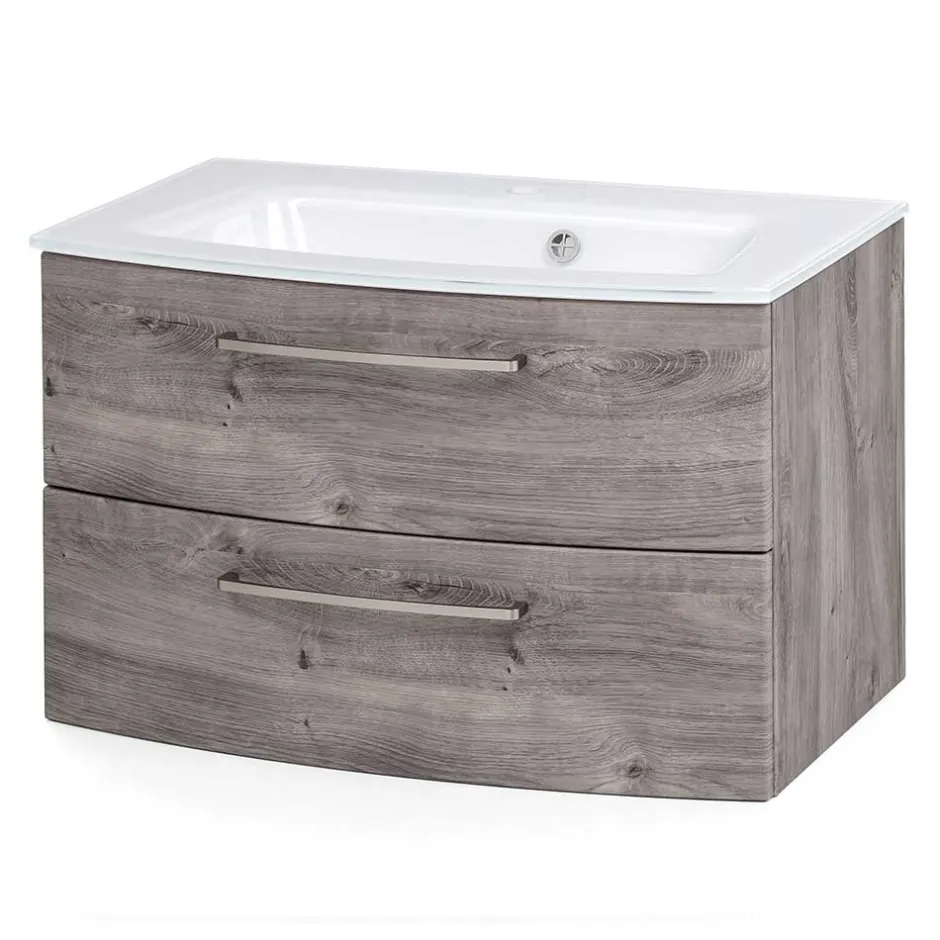 Wohnen Bad Waschkonsole in grauer Eiche Optik - Svegaria