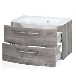 Wohnen Bad Waschkonsole in grauer Eiche Optik - Svegaria