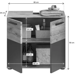 Wohnen Bad Waschplatz mit Hochschrank Set - Depart (dreiteilig)