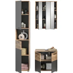 Wohnen Bad Waschplatz mit Hochschrank Set - Depart (dreiteilig)