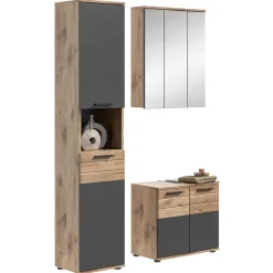 Wohnen Bad Waschplatz mit Hochschrank Set - Depart (dreiteilig)