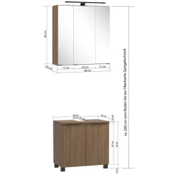 Wohnen Bad Waschplatz und Oberschrank Möbelset - Ucaida (dreiteilig)