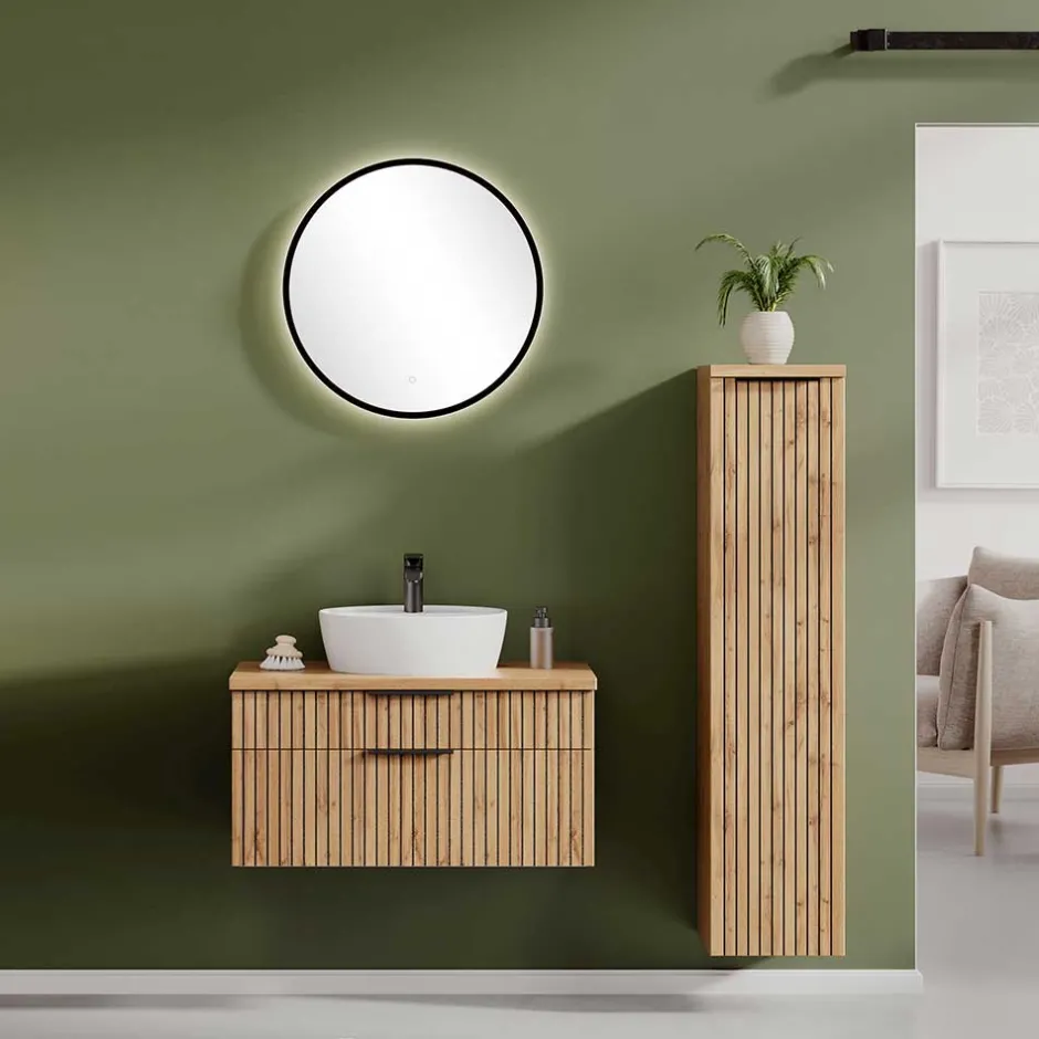 Wohnen Bad Waschtisch & Midischrank Set - Crystoga (dreiteilig)