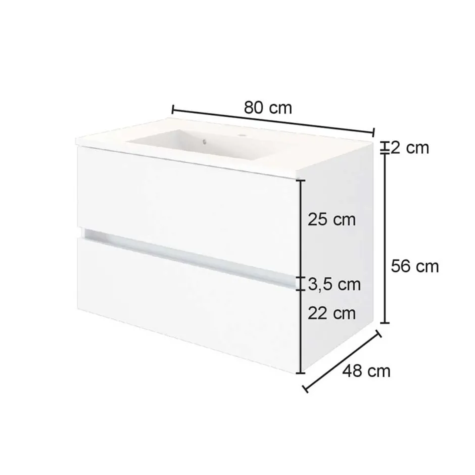 Wohnen Bad Waschtisch mit Becken in Grau & Holz Optik - Athrin