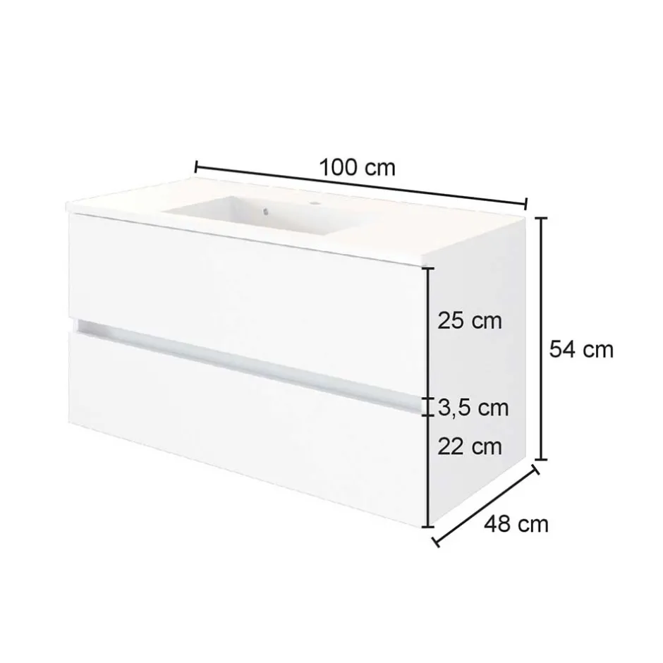Wohnen Bad Waschtisch mit Becken in Grau & Holz Optik - Athrin