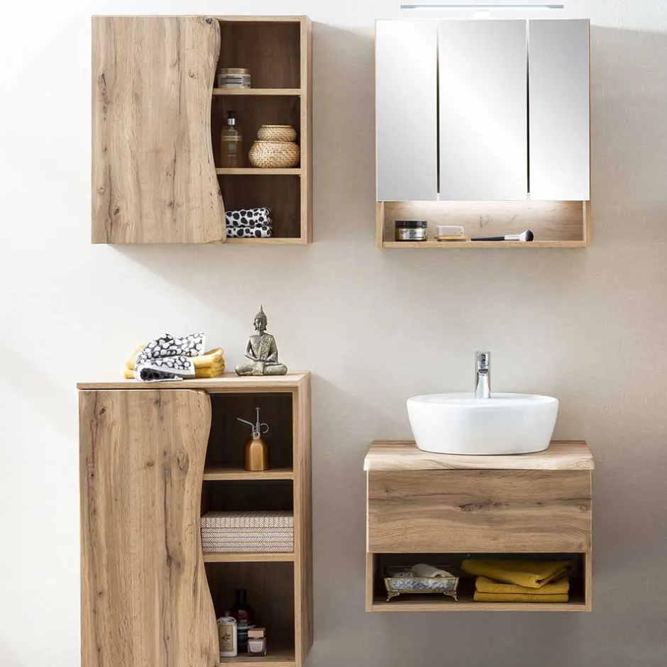 Wohnen Badausstattung mit Baumkante Dekor - Tofias (vierteilig)