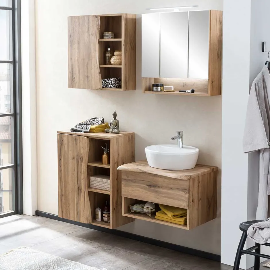 Wohnen Badausstattung mit Baumkante Dekor - Tofias (vierteilig)