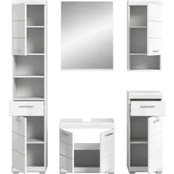 Wohnen Badblock Möbelset in Weiß - Henriette (fünfteilig)