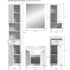 Wohnen Badblock Möbelset in Weiß - Henriette (fünfteilig)