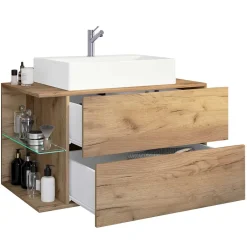 Wohnen Badeinrichtung im Holzlook Set - Yulmatro (vierteilig)