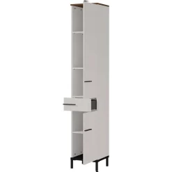 Wohnen Badeinrichtung in Hellgrau mit Nussbaum - Dolida (vierteilig)