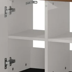 Wohnen Badeinrichtung in Hellgrau mit Nussbaum - Dolida (vierteilig)