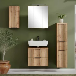 Wohnen Badeinrichtung in Wildeiche mit Schwarz - Crystoga (vierteilig)