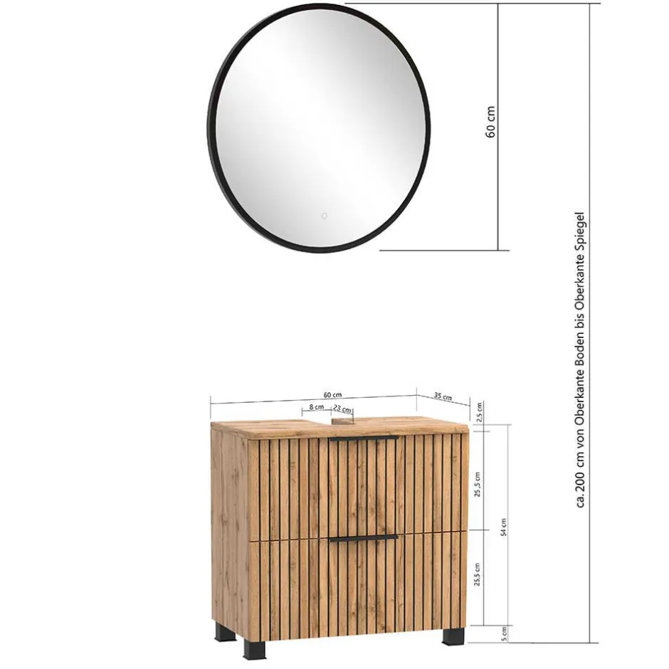 Badeinrichtung mit Lichtspiegel Set - Crystoga (vierteilig)^Wohnen Hot