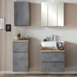 Badeinrichtung Set in Beton Optik - Mia (vierteilig)^Wohnen Discount