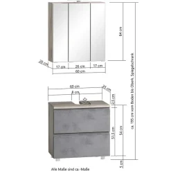 Badeinrichtung Set in Beton Optik - Mia (vierteilig)^Wohnen Discount