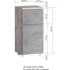 Badeinrichtung Set in Beton Optik - Mia (vierteilig)^Wohnen Discount