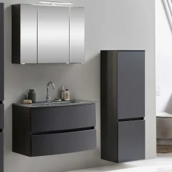 Wohnen Badeinrichtung Set in Dunkelgrau - Natarivos (dreiteilig)