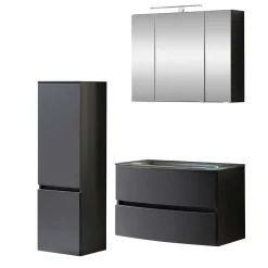 Wohnen Badeinrichtung Set in Dunkelgrau - Natarivos (dreiteilig)