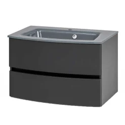 Wohnen Badeinrichtung Set in Dunkelgrau - Natarivos (dreiteilig)