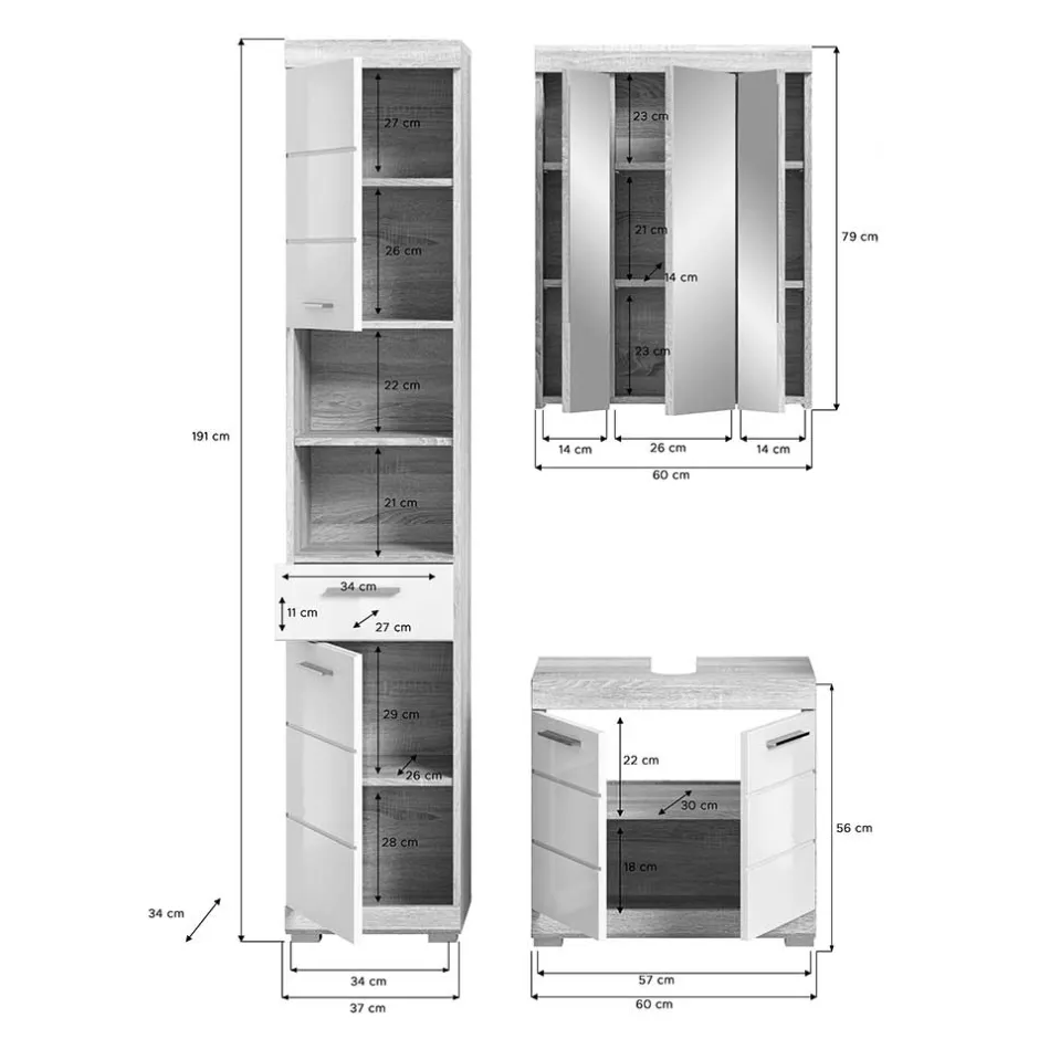 Badeinrichtung zweifarbig modern - Calbanyara (dreiteilig)^Wohnen Best