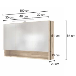 Badezimmer 3D Spiegelschrank in Holz Nachbildung - Lemnas^Wohnen Sale