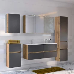 Wohnen Badezimmer Doppel-Waschtisch & Schränke - Athrin (fünfteilig)