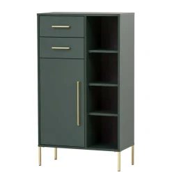 Wohnen Badezimmer Highboard in Dunkelgrün & Gold - Aqua
