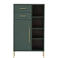 Wohnen Badezimmer Highboard in Dunkelgrün & Gold - Aqua