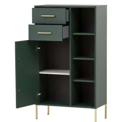 Wohnen Badezimmer Highboard in Dunkelgrün & Gold - Aqua