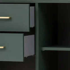 Wohnen Badezimmer Highboard in Dunkelgrün & Gold - Aqua