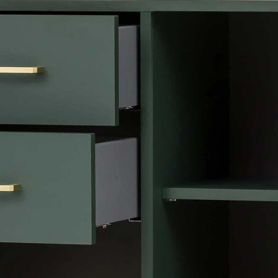 Wohnen Badezimmer Highboard in Dunkelgrün & Gold - Aqua