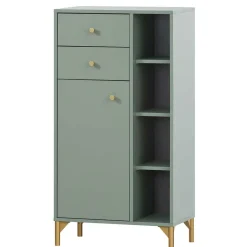 Badezimmer Highboard in Graugrün & Gold - Vilatata^Wohnen New